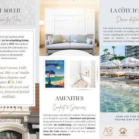 Le Soleil, Juan Les Pins, 2 Min Walk To Beach, Ac, Last Floor! * Antibes