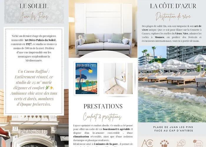 Apartment Le Soleil, Juan Les Pins, 2 Min Walk To Beach, Ac, Last Floor! *